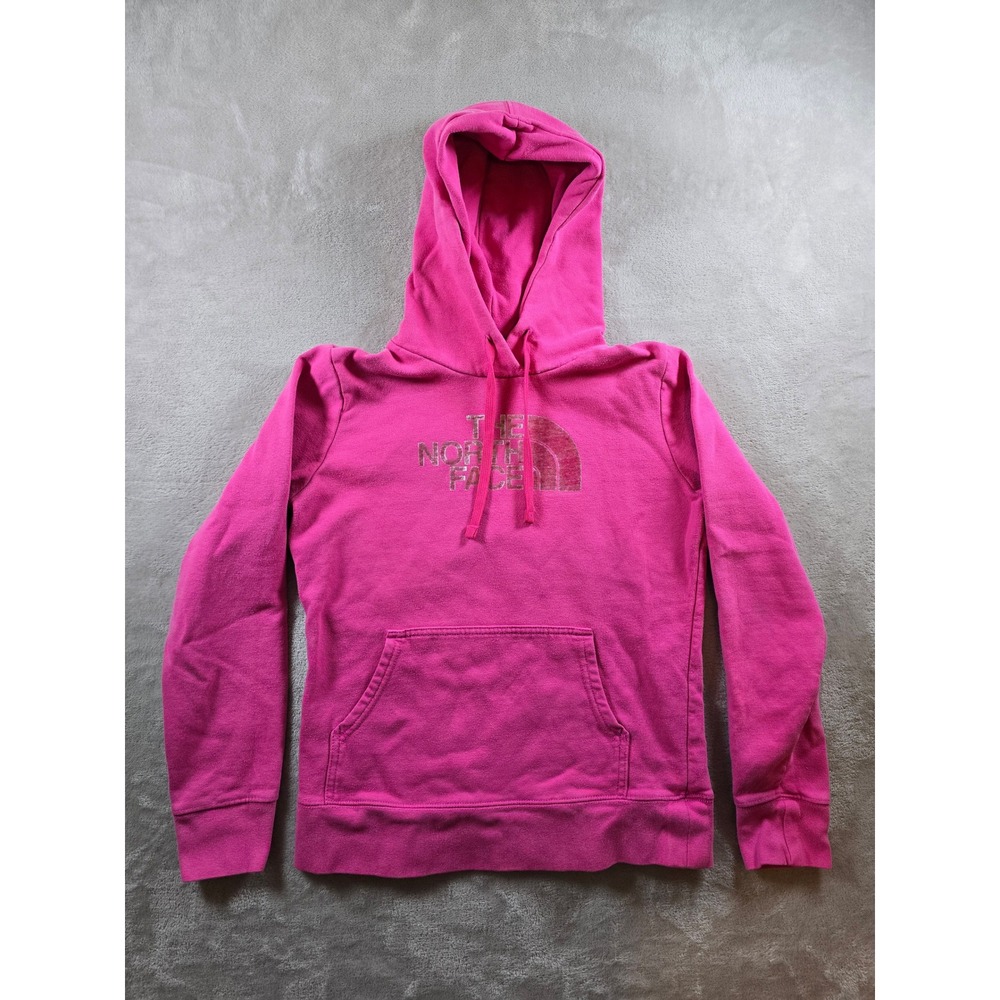 The North Face Womens Small Pink Hoodie Sweatshirt Pullover Logo‎ *Read